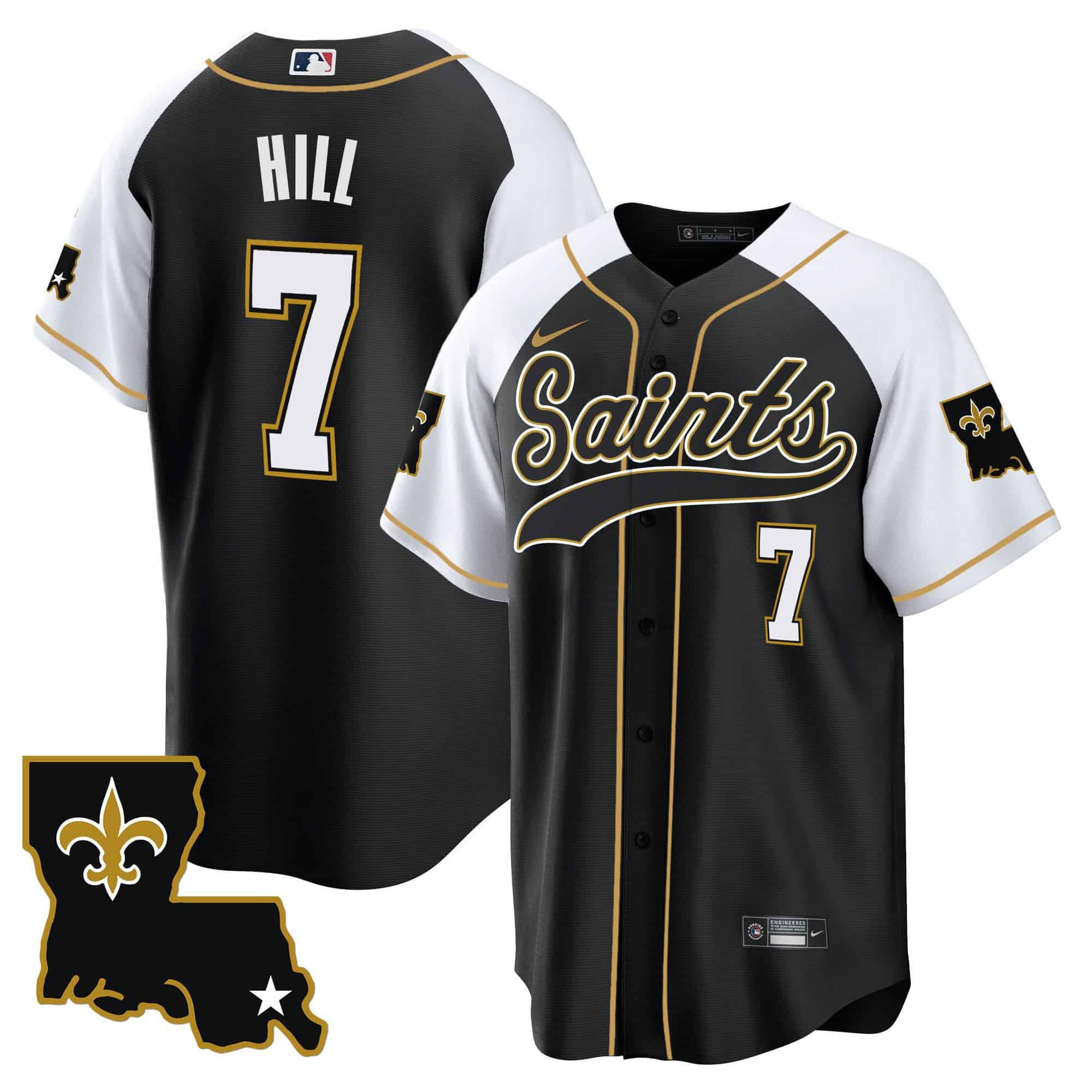 Men New Orleans Saints #7 Hill Black 2024 Nike 1987 Legacy Cool Base NFL Jersey